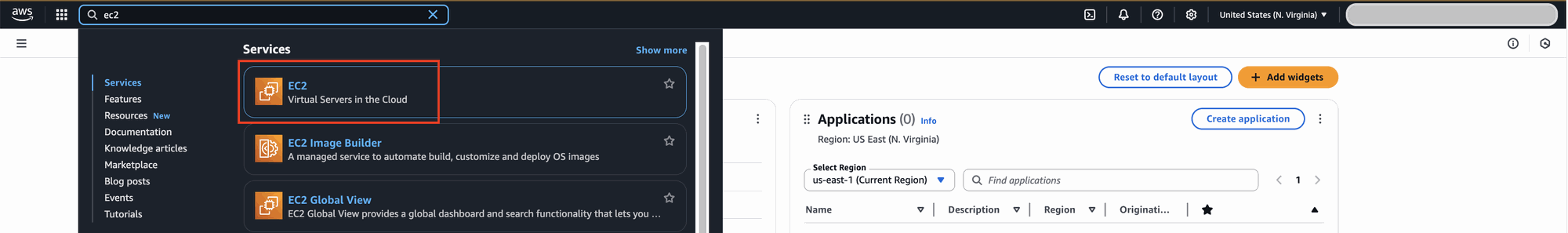 ec2 in searchbar