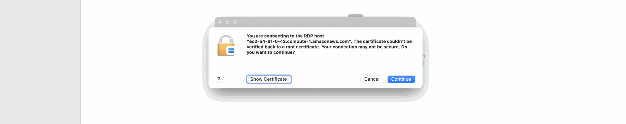 Windows VM rdp